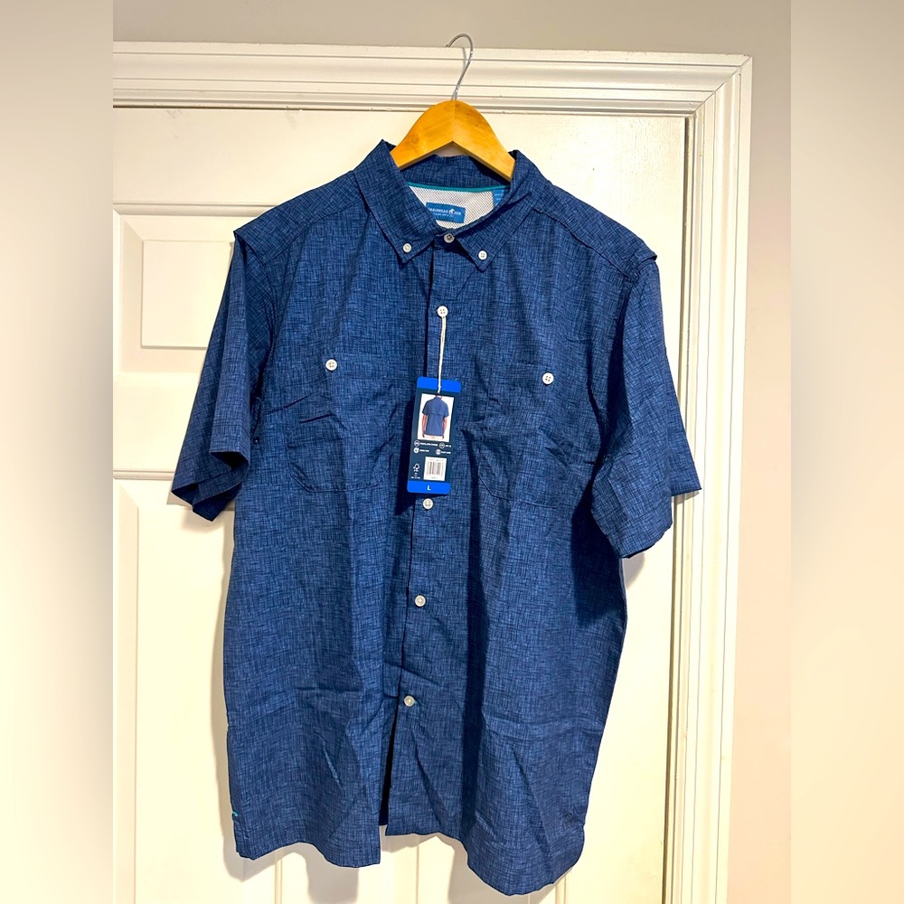 Caribbean Joe Island Supply company Vented, UPF short Sleeve Shirt - Large - NWT